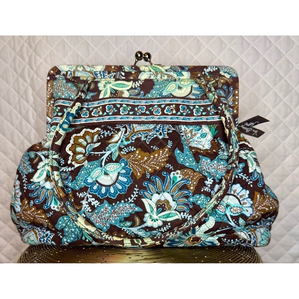 Retired Vera Bradley Bag Java MediterraneanBlue Paisley Kiss Lock Handbag